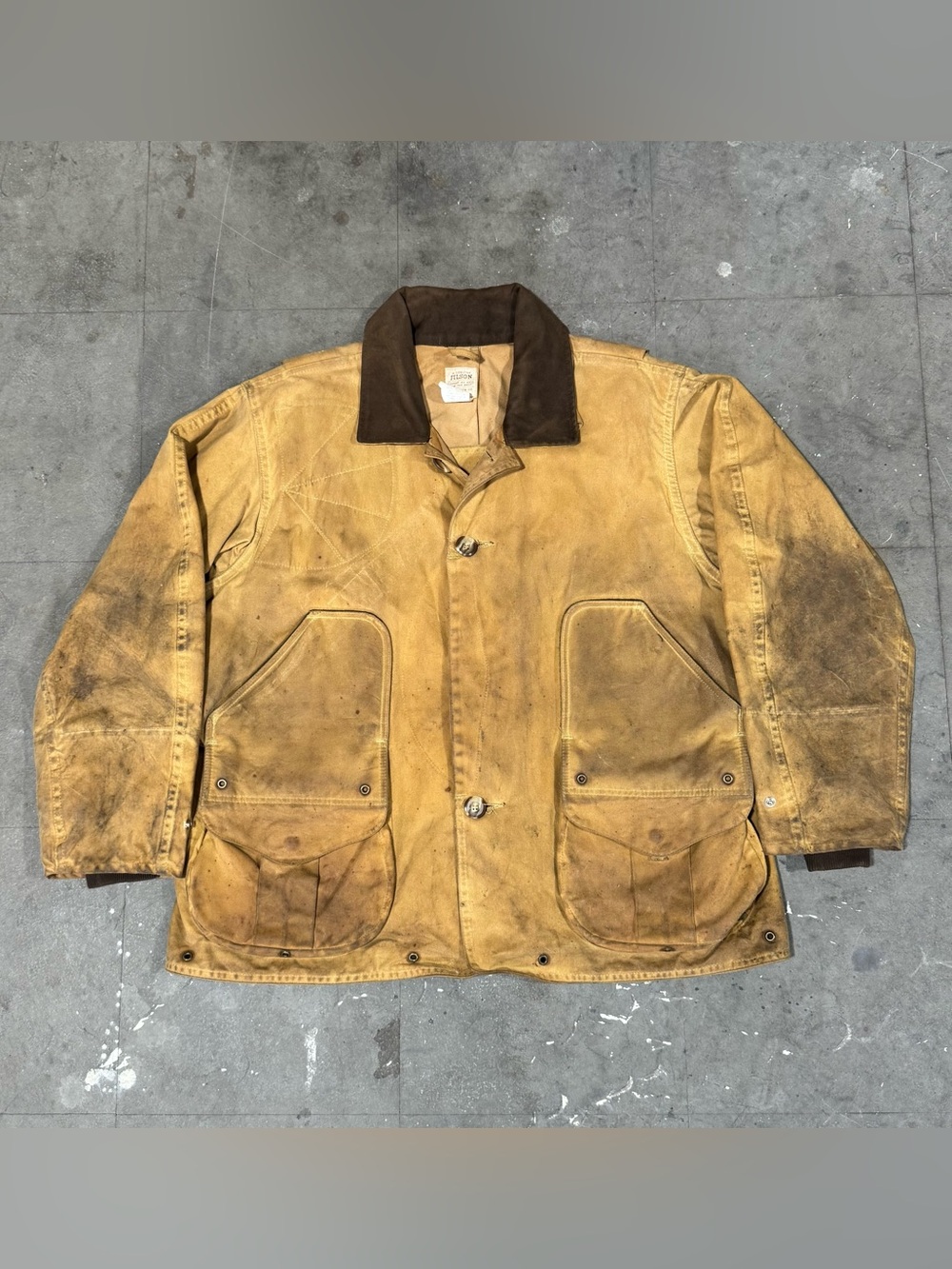 Filson Shelter Tin Cloth Waterfowl Upland Coat Jacket Men XL Brown USA Style 435